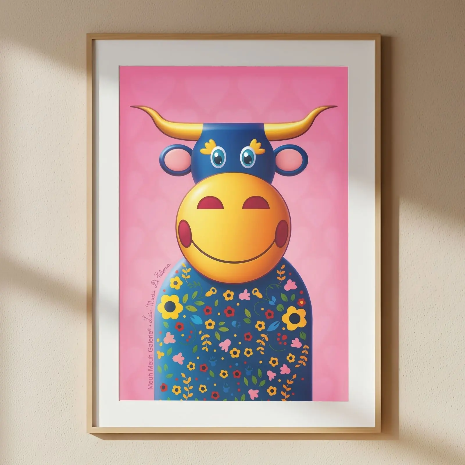 Affiche Vache avec Fleurs
